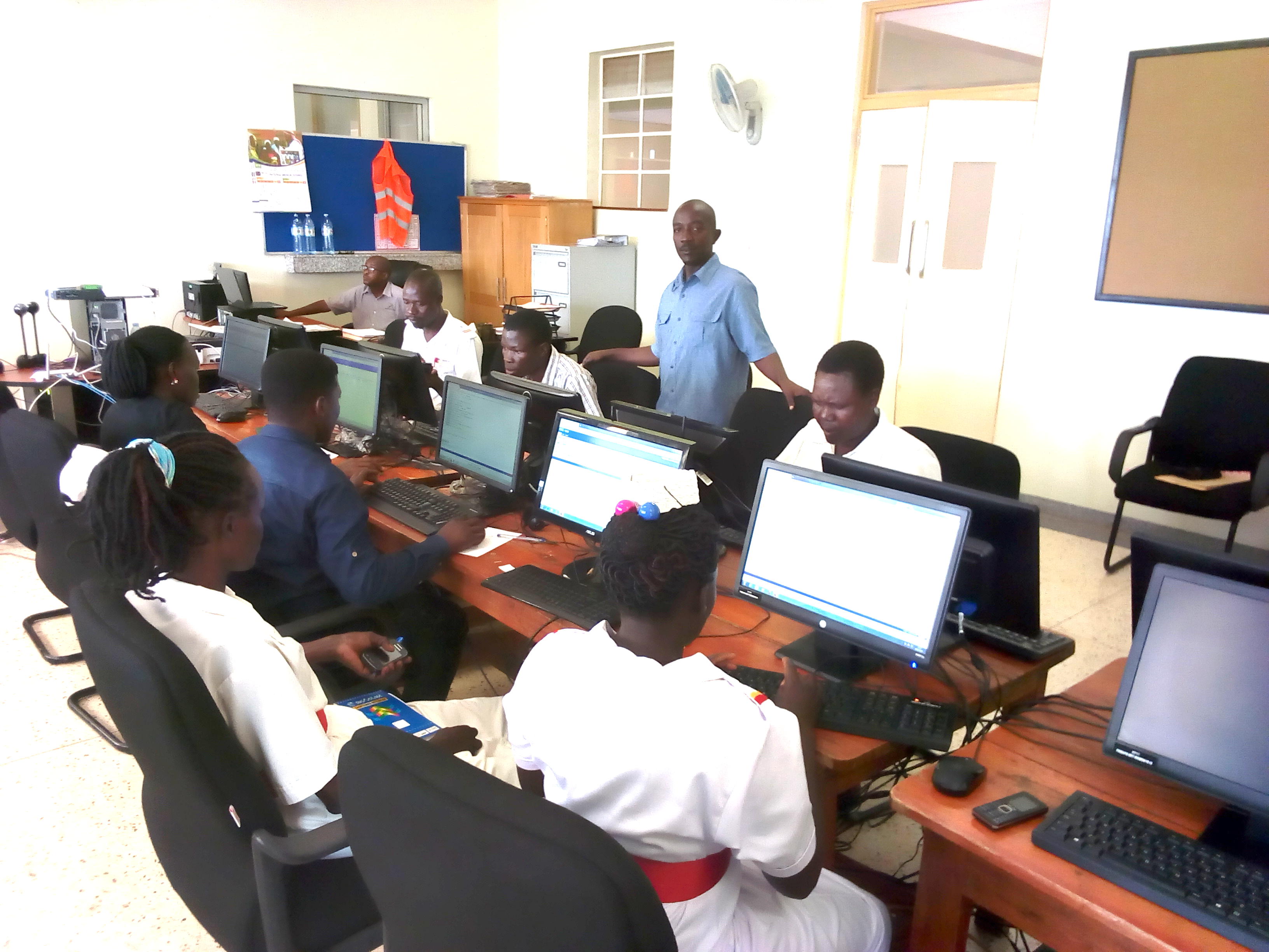 Health workers utilizing Fort Portal RRH eRS hub to apply